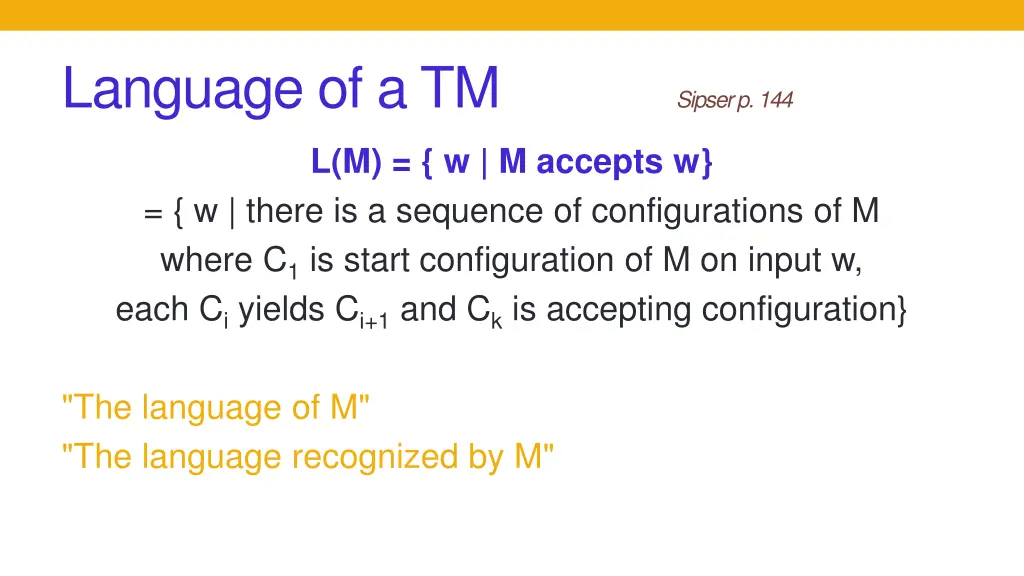 language of a tm