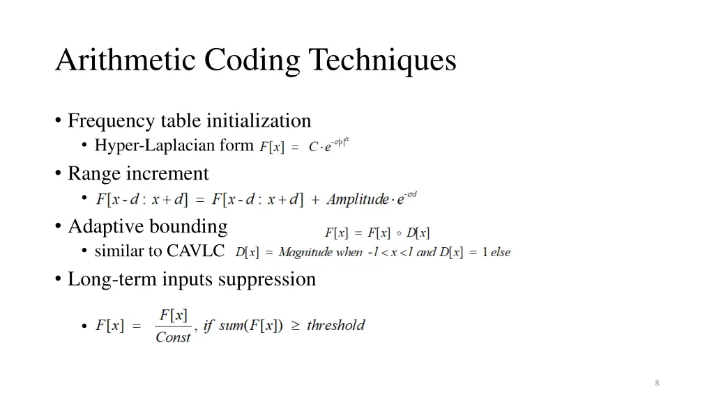 arithmetic coding techniques