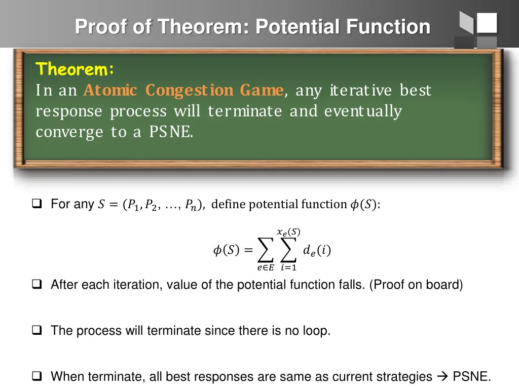 proof of theorem potential function