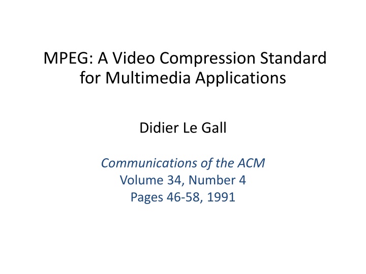 mpeg a video compression standard for multimedia