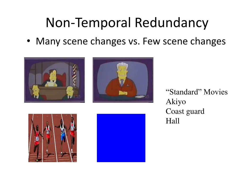 non temporal redundancy many scene changes