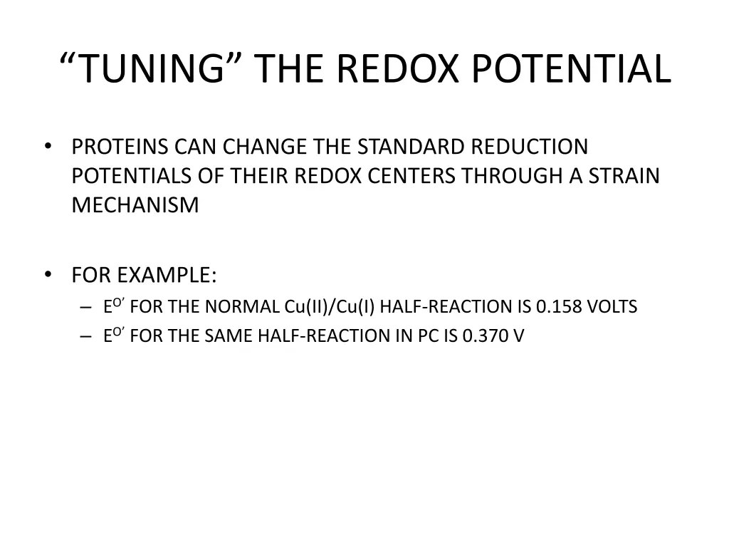 tuning the redox potential