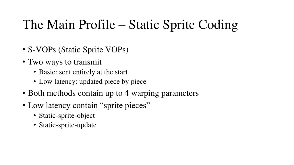 the main profile static sprite coding