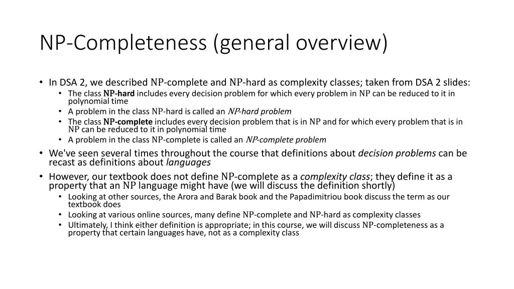 np completeness general overview