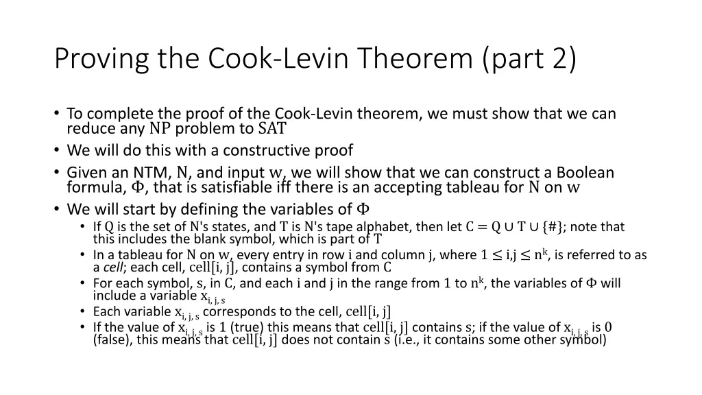 proving the cook levin theorem part 2