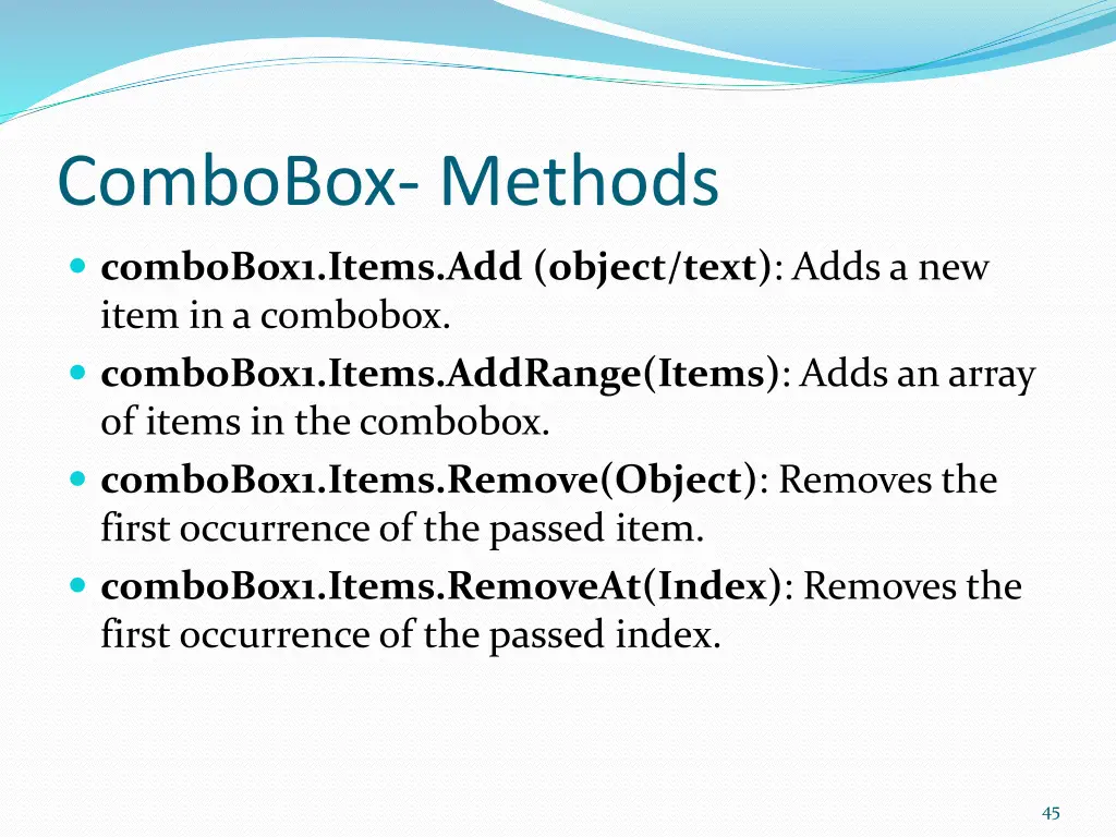 combobox methods