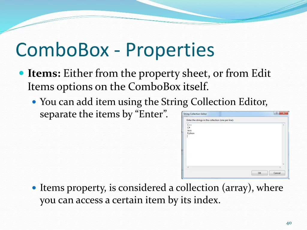 combobox properties