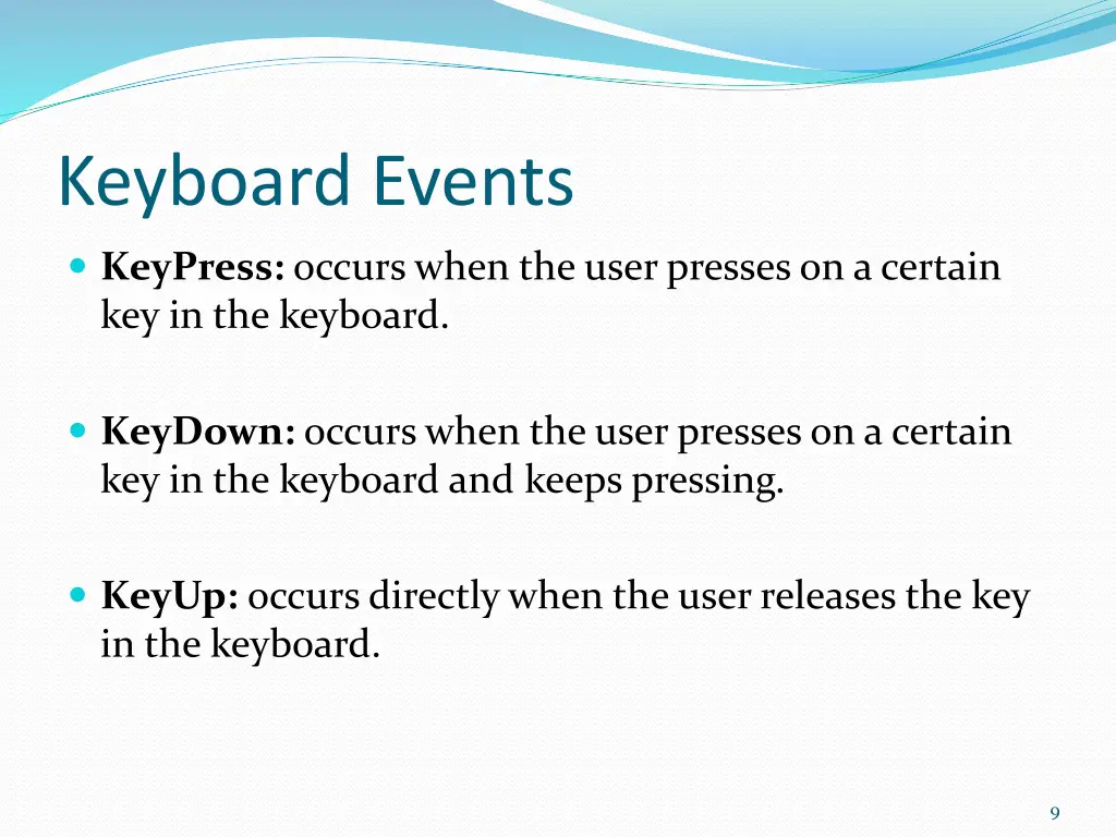 keyboard events 1