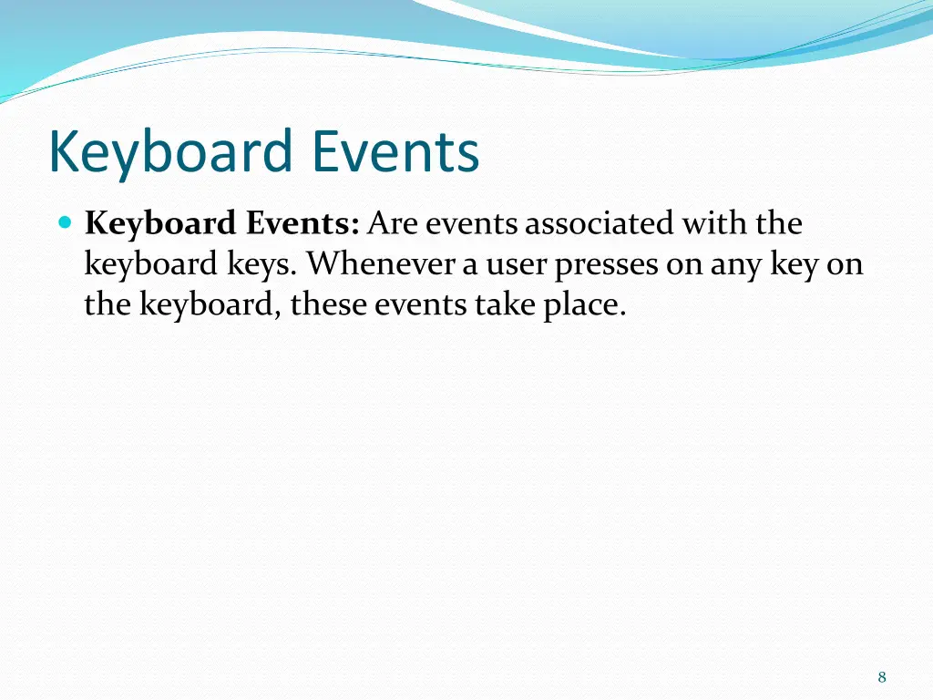 keyboard events