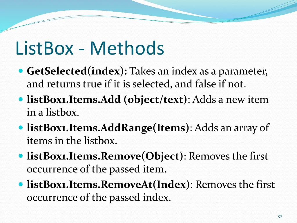 listbox methods