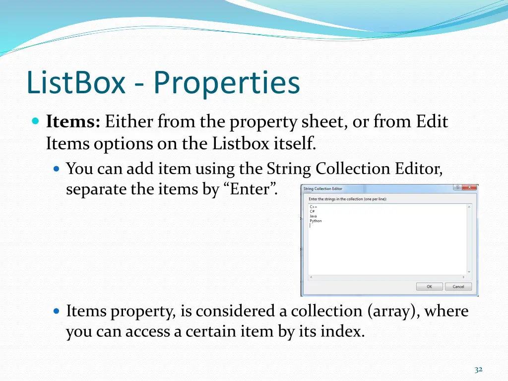 listbox properties