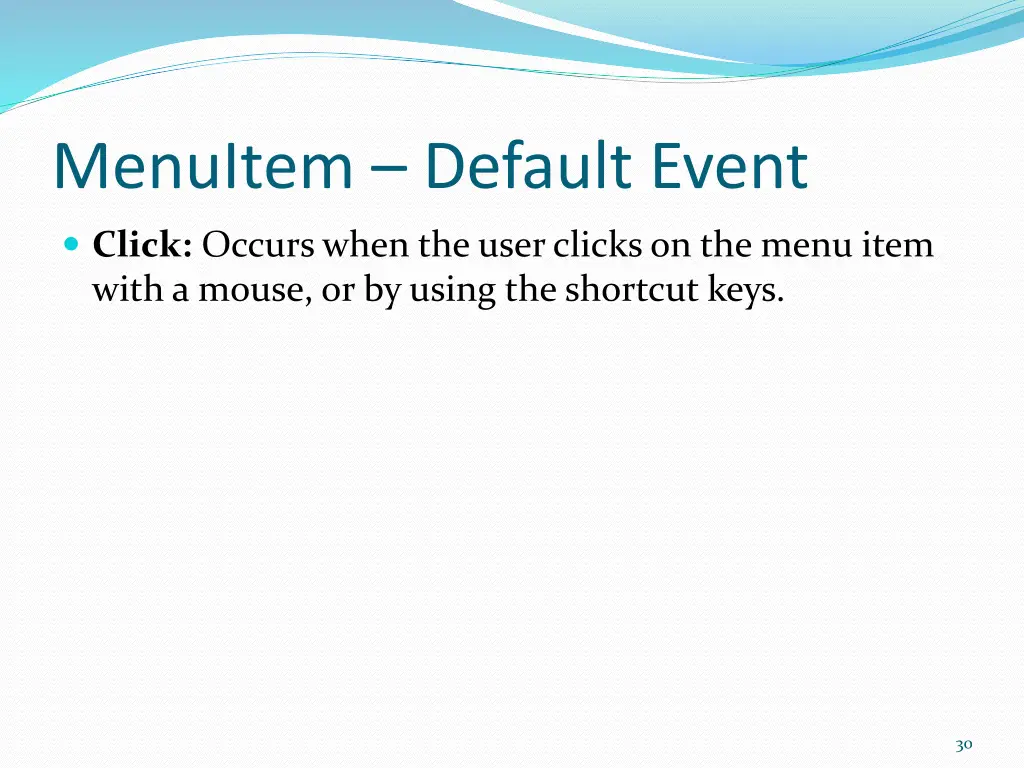 menuitem default event