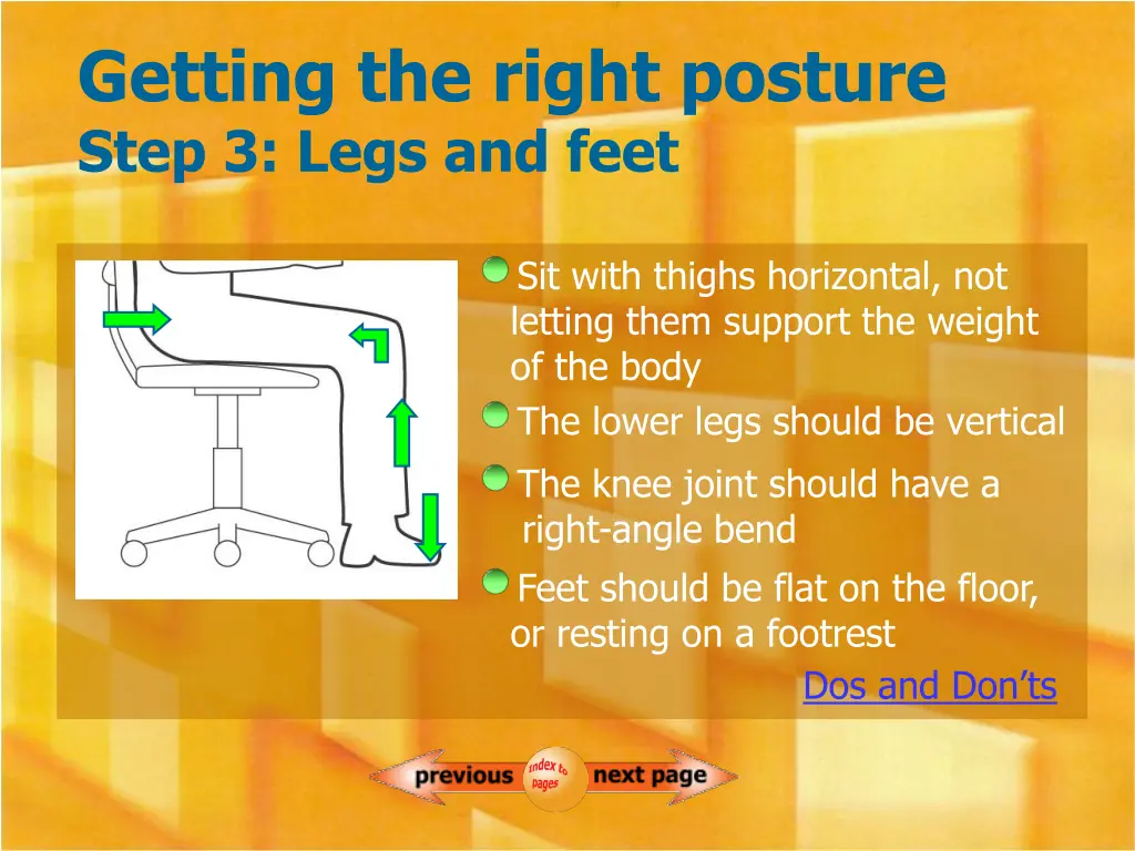getting the right posture step 3 legs and feet