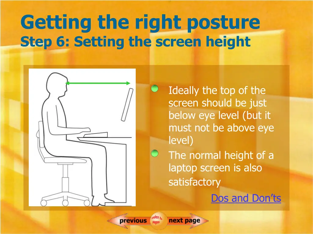 getting the right posture step 6 setting