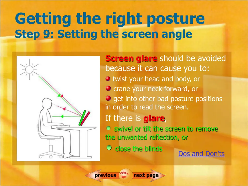 getting the right posture step 9 setting