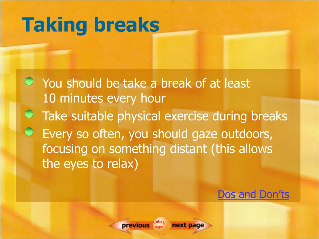 taking breaks
