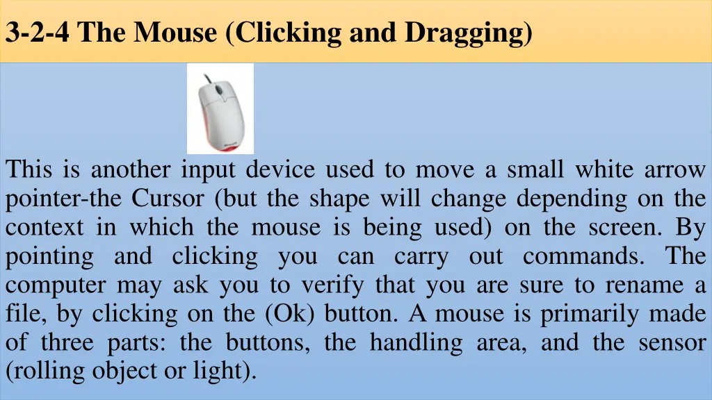 3 2 4 the mouse clicking and dragging