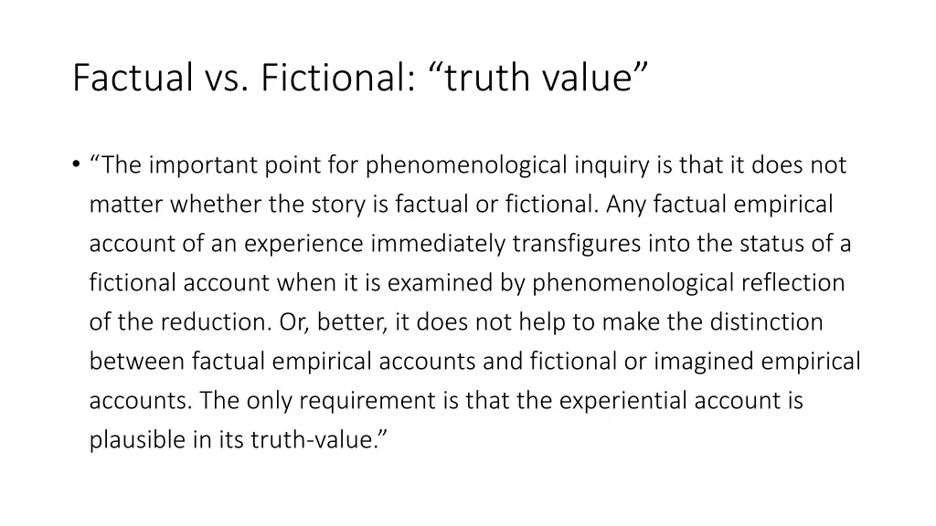 factual vs fictional truth value