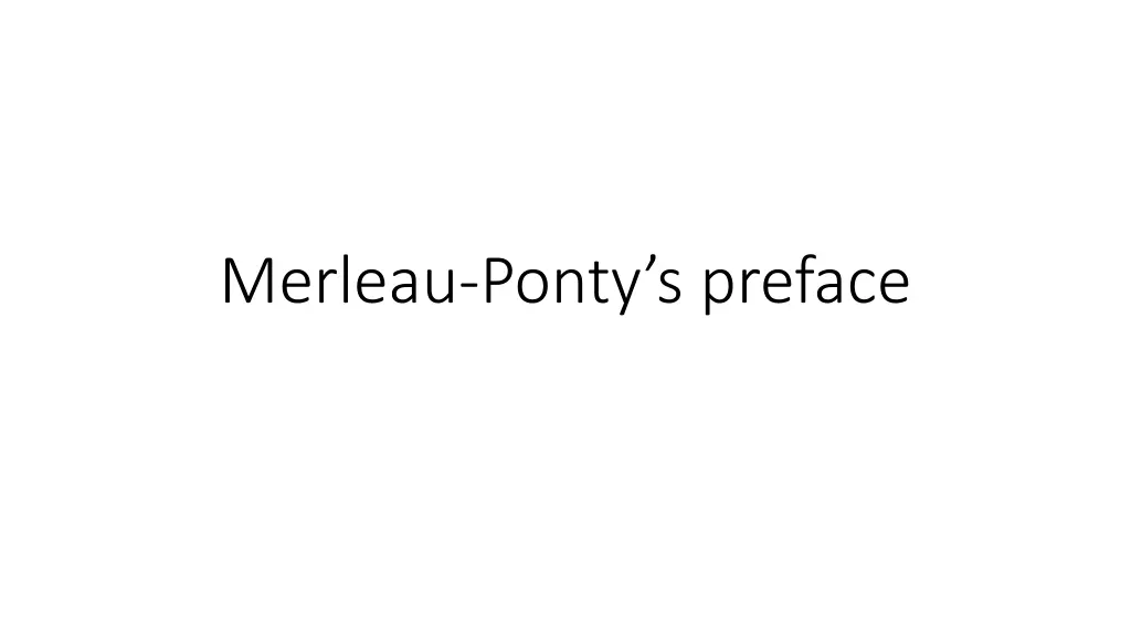 merleau ponty s preface