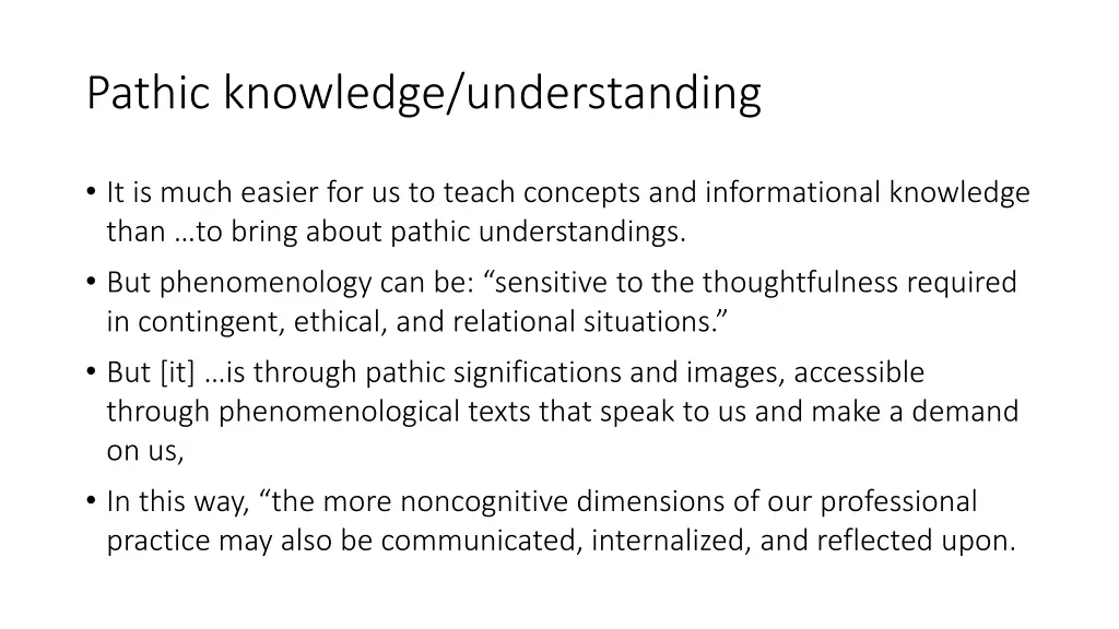 pathic knowledge understanding