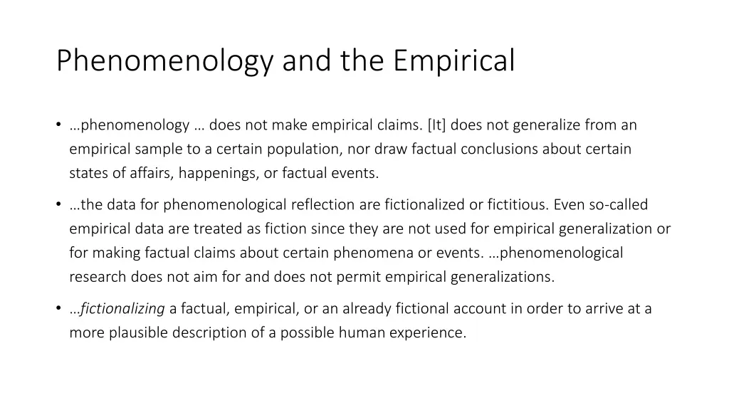 phenomenology and the empirical