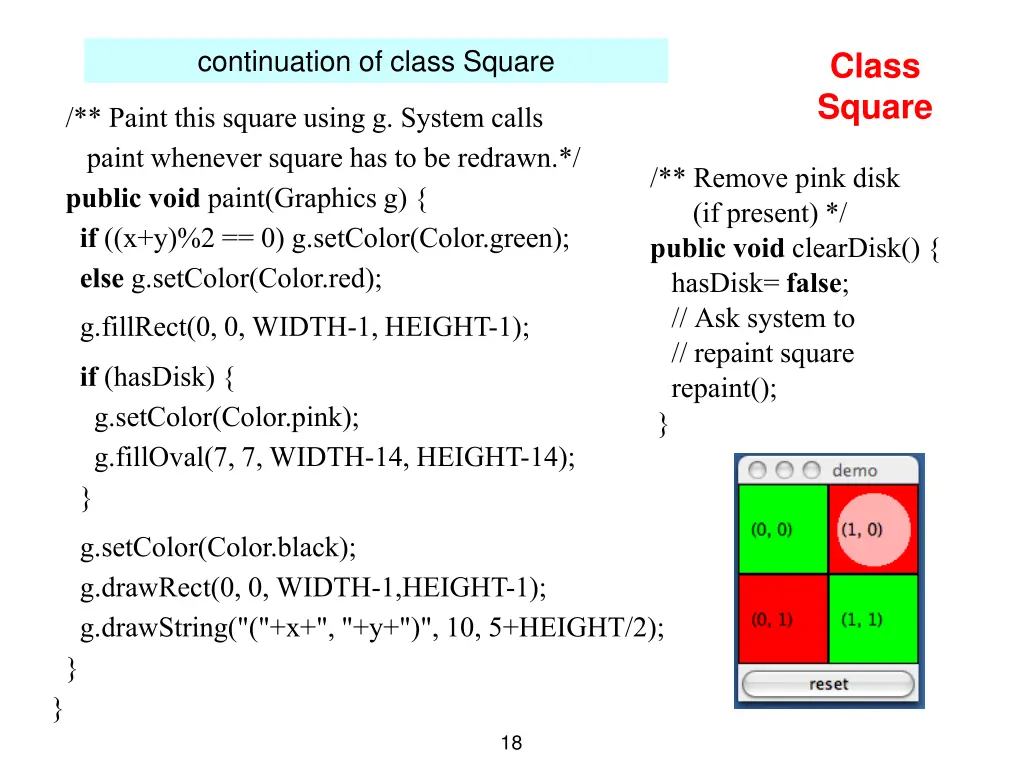 continuation of class square