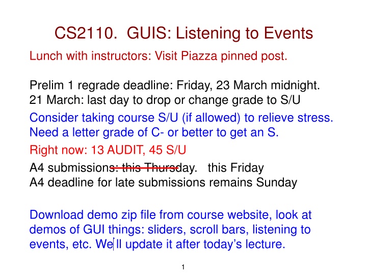 cs2110 guis listening to events