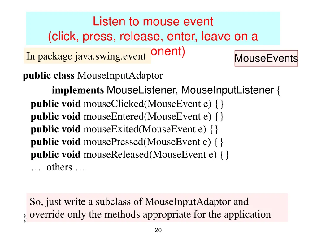 listen to mouse event click press release enter 1