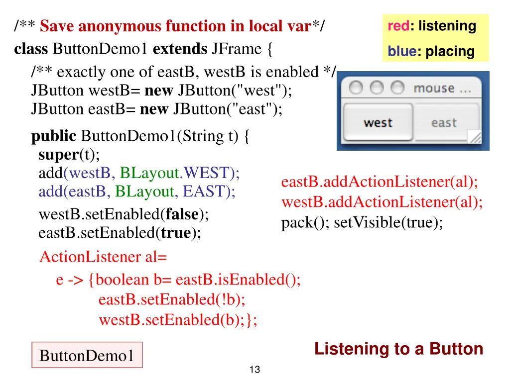 save anonymous function in local var class