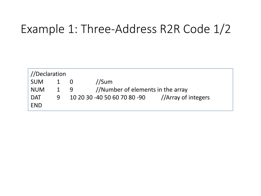 example 1 three address r2r code 1 2