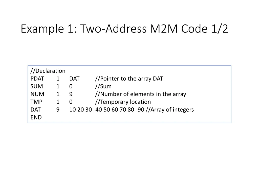 example 1 two address m2m code 1 2