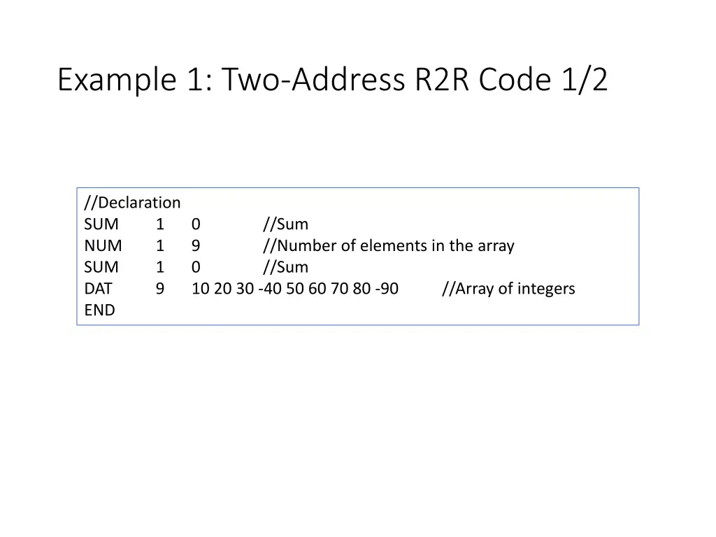 example 1 two address r2r code 1 2