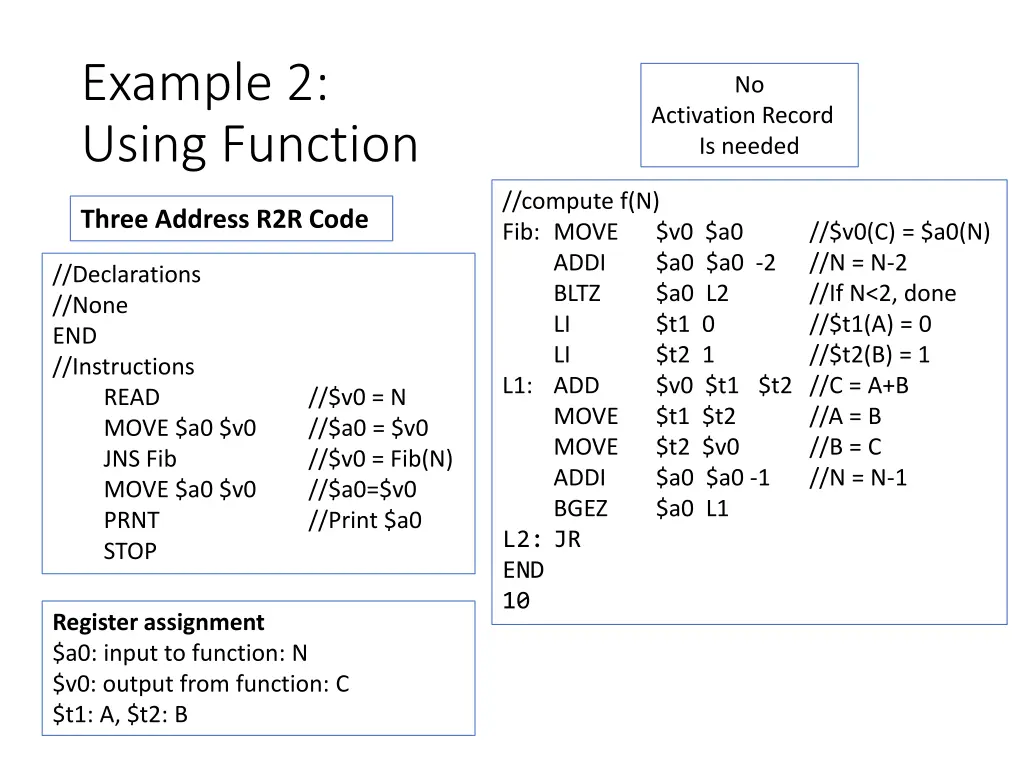 example 2 using function 1