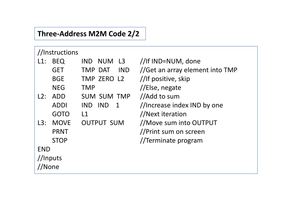 three address m2m code 2 2