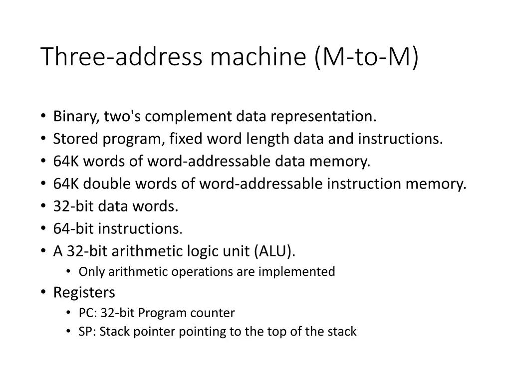 three address machine m to m