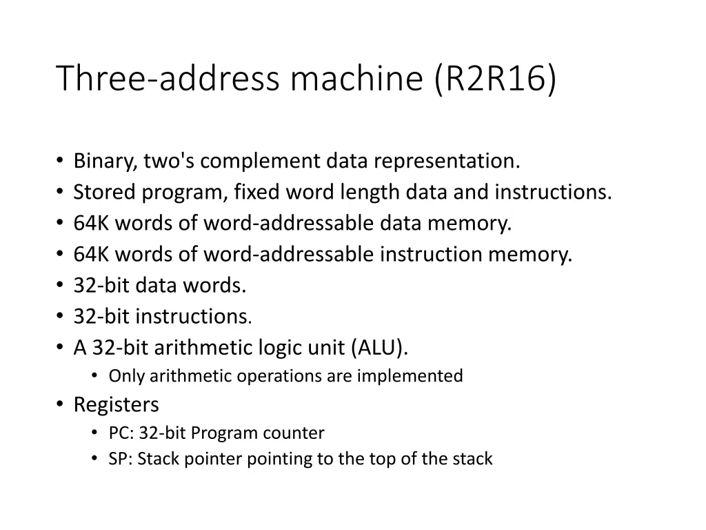 three address machine r2r16