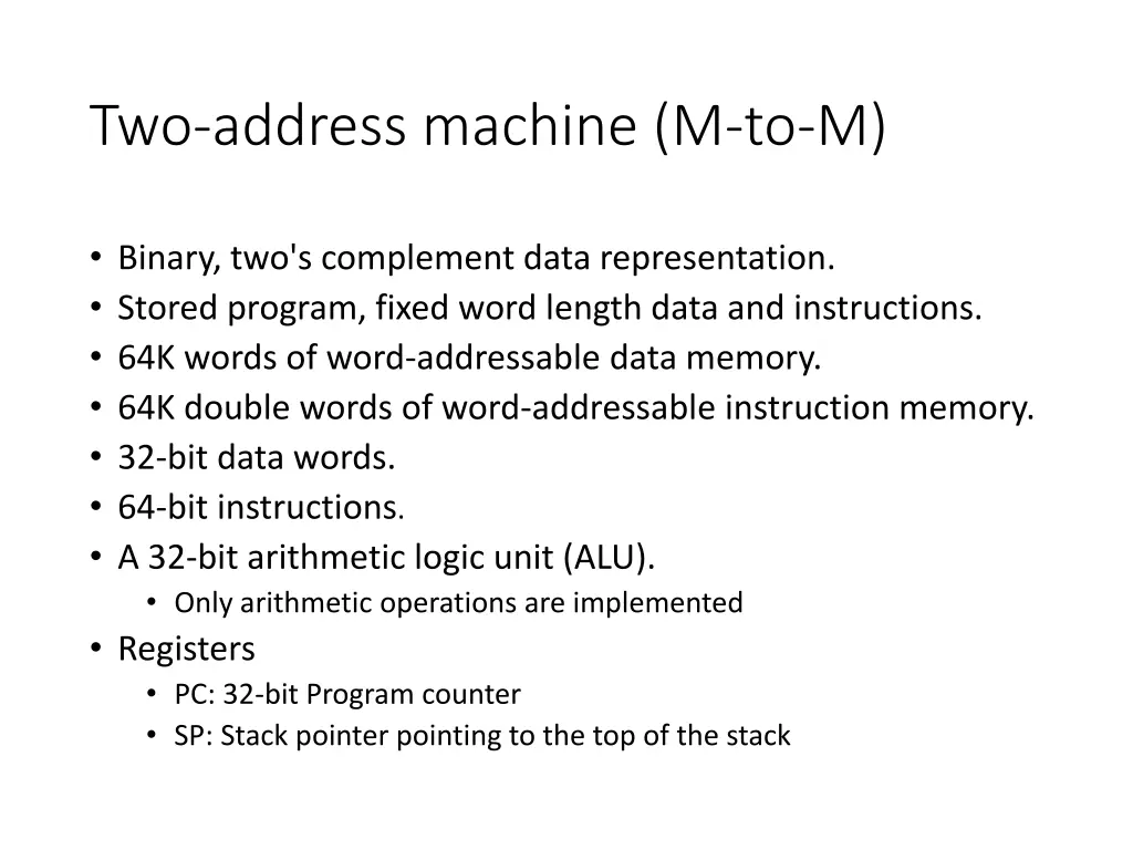 two address machine m to m