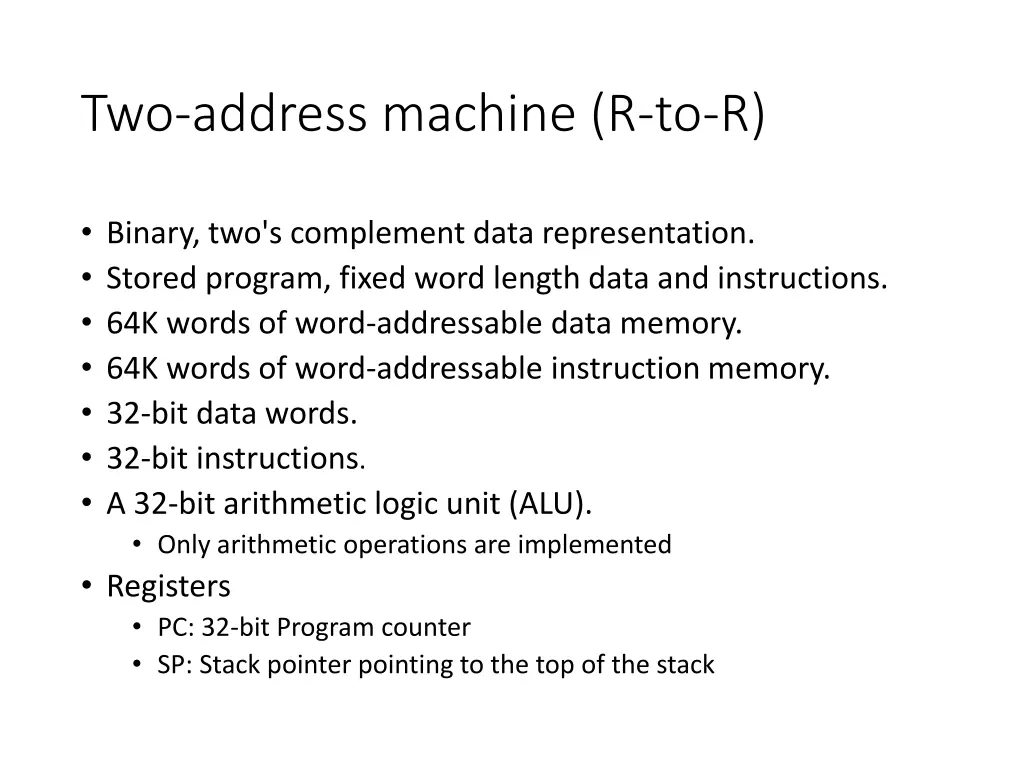 two address machine r to r