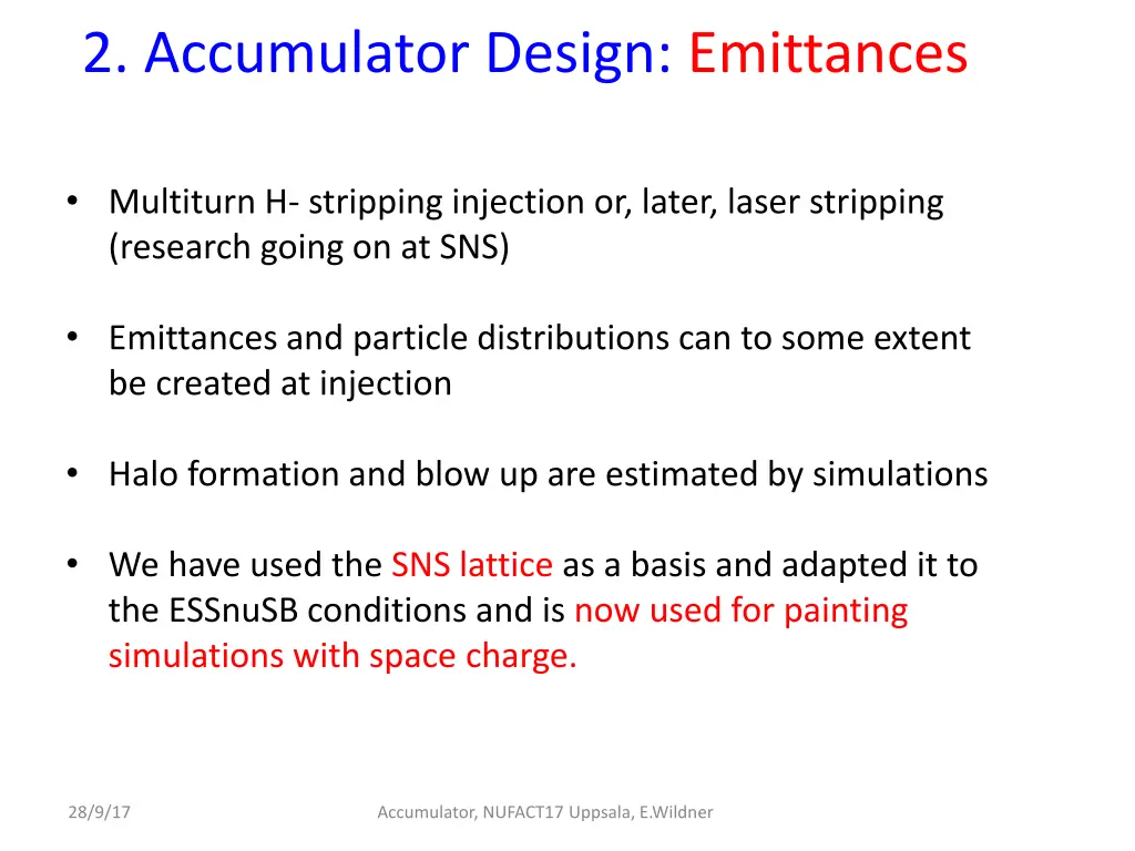 2 accumulator design emittances