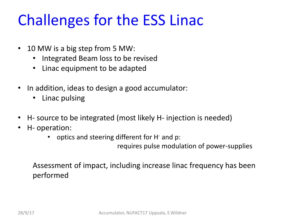 challenges for the ess linac