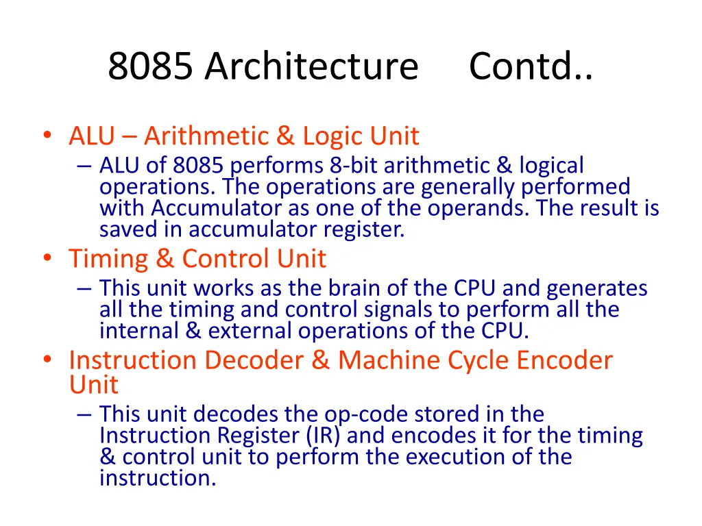 8085 architecture contd