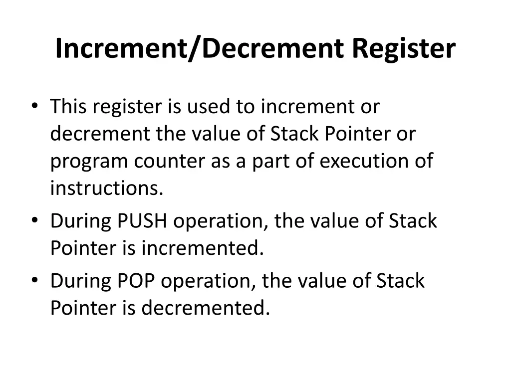 increment decrement register