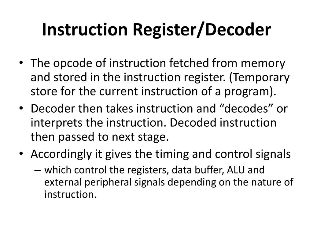 instruction register decoder