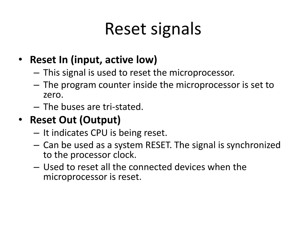 reset signals