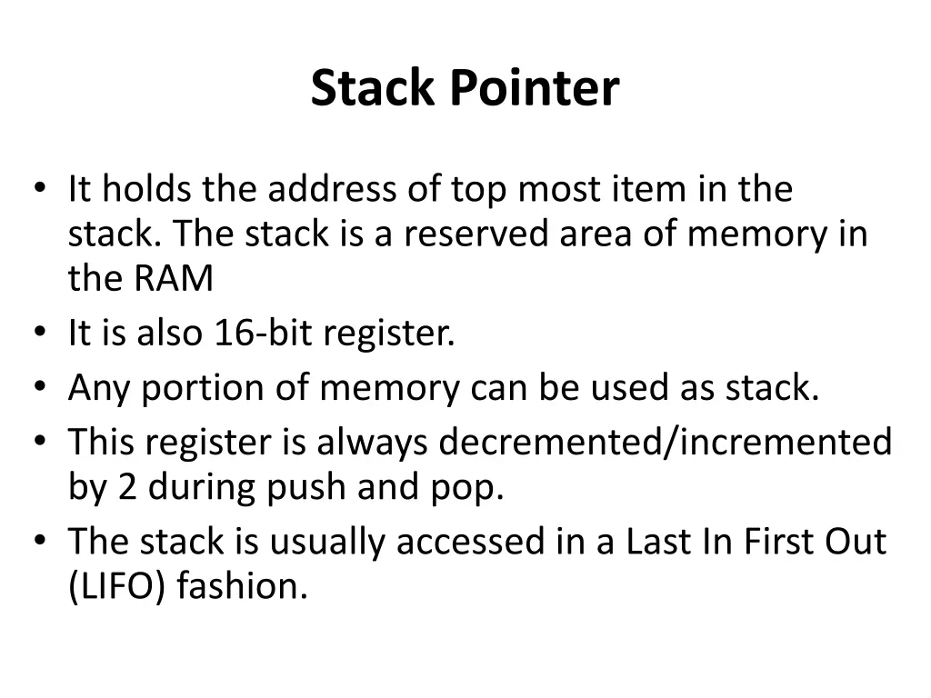 stack pointer