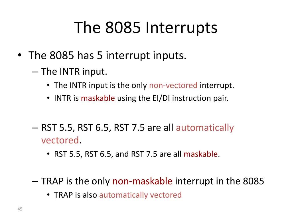 the 8085 interrupts