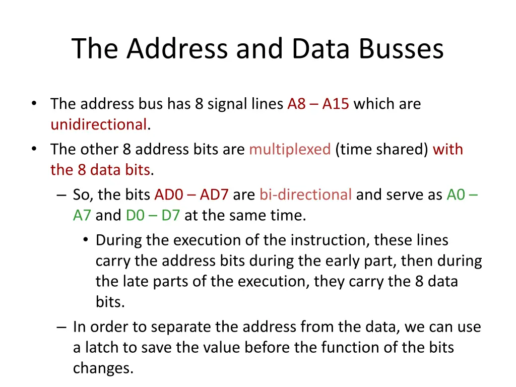 the address and data busses