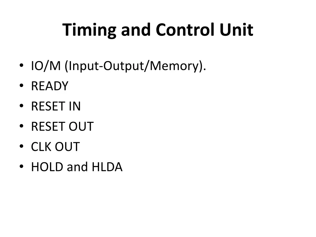 timing and control unit 1