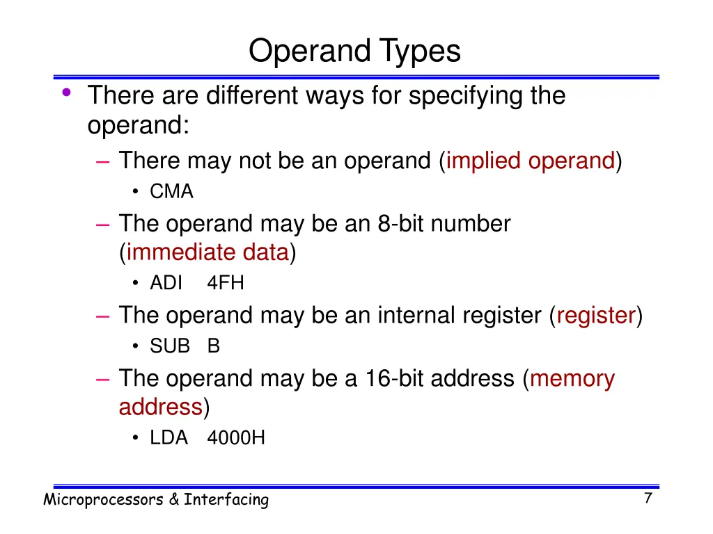 operand types