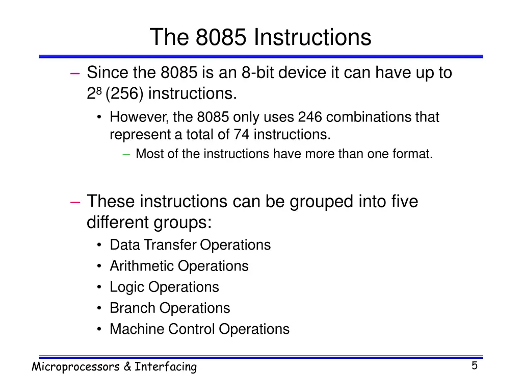 the 8085 instructions